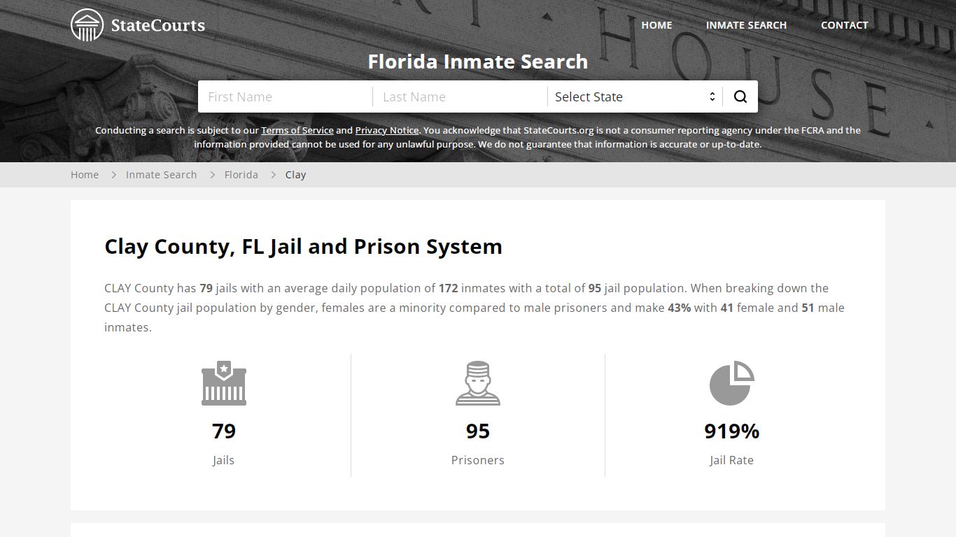 Clay County, FL Inmate Search - StateCourts
